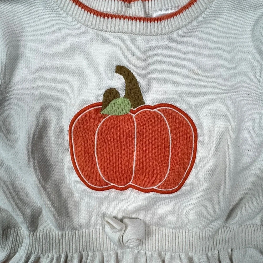 Gymoboree Girls Pumpkin Dress‎ Size 7 Orange Striped Fall Harvest cottagecore